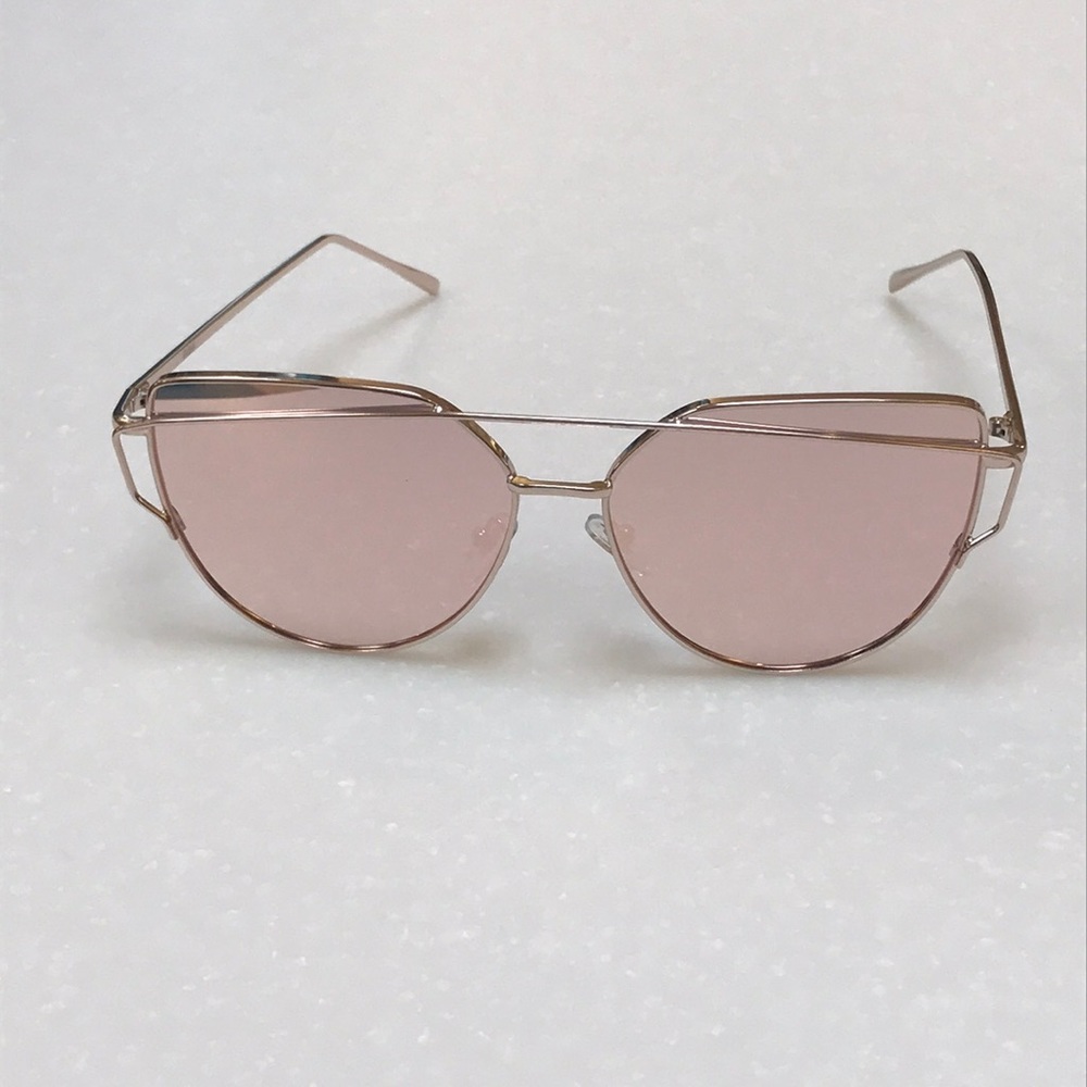 Cat eye Aviator sunglasses mirrored rose gold rims - Picture 1 of 3